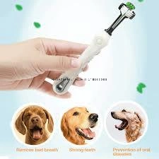 Cepillo de dientes para mascotas Cepillo de tres lados Cuidado de dientes adicional Limpieza de perros y gatos Wbb12400