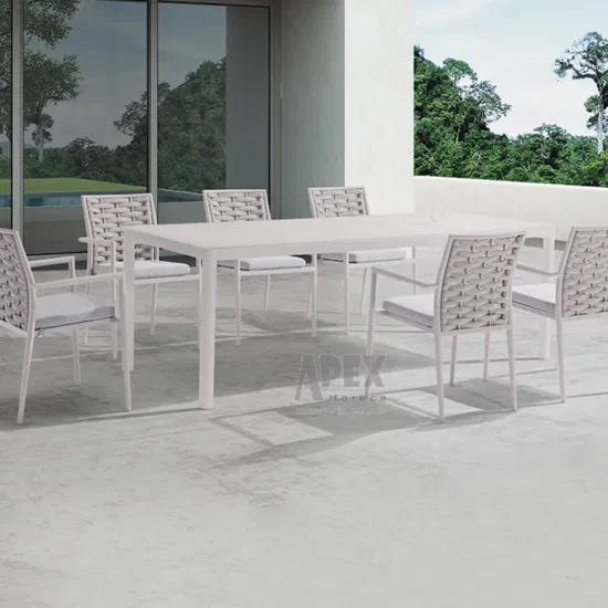 Silla de exterior moderna tejida con cuerda de ratán, juego de mesa de comedor, muebles de sala de estar para Hotel y jardín