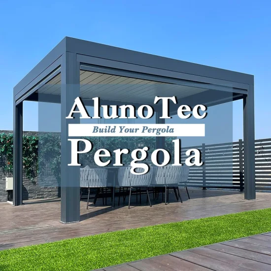 Sombreado de fábrica DIY Espacio de vida al aire libre Cubierta de patio Toldo Toldo automático Gazebo de metal moderno Pérgola de aluminio motorizada con luces LED